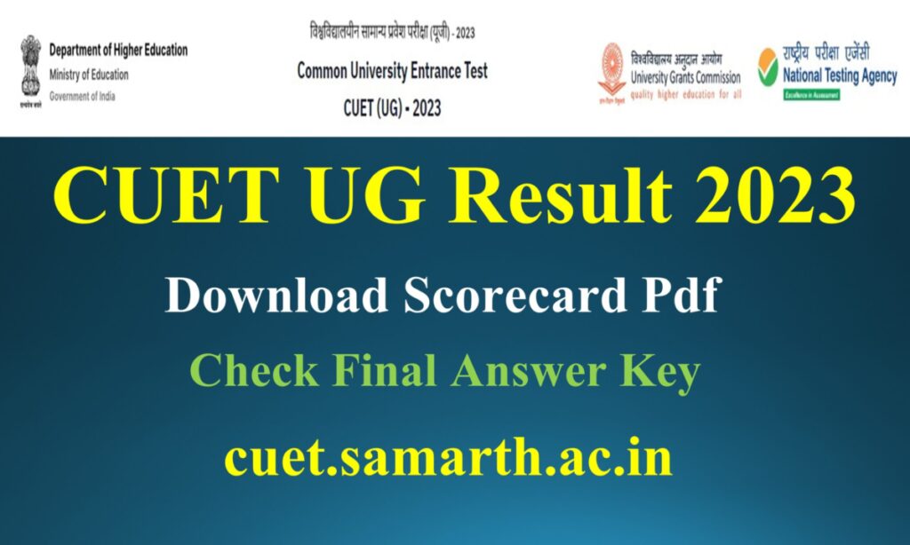 [Image of A screenshot of the CUET UG Result 2023 website]